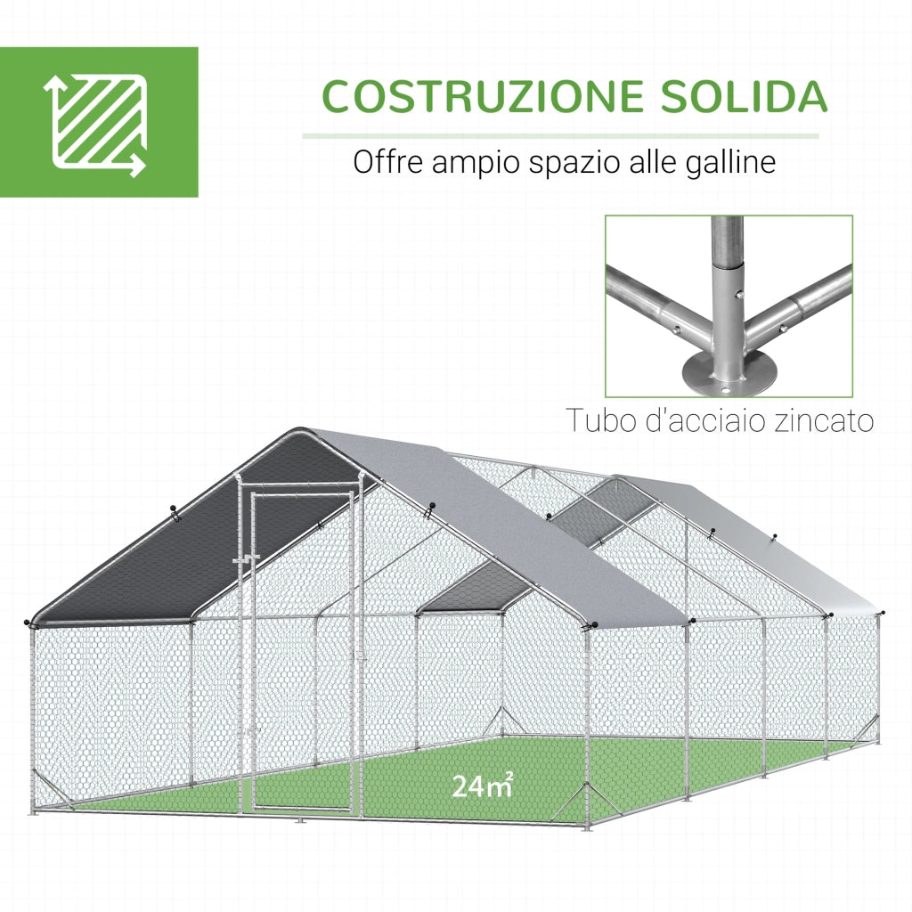 Pollaio da Giardino ¨C Minimal ¨C Argento, Zincato, 3x8x2m