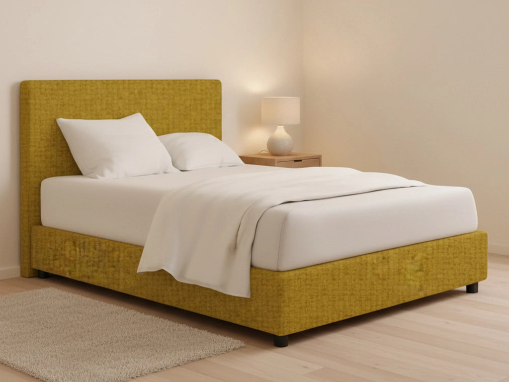 Lichfield, Letto Matrimoniale Sfoderabile Made in Italy, Giallo Ocra