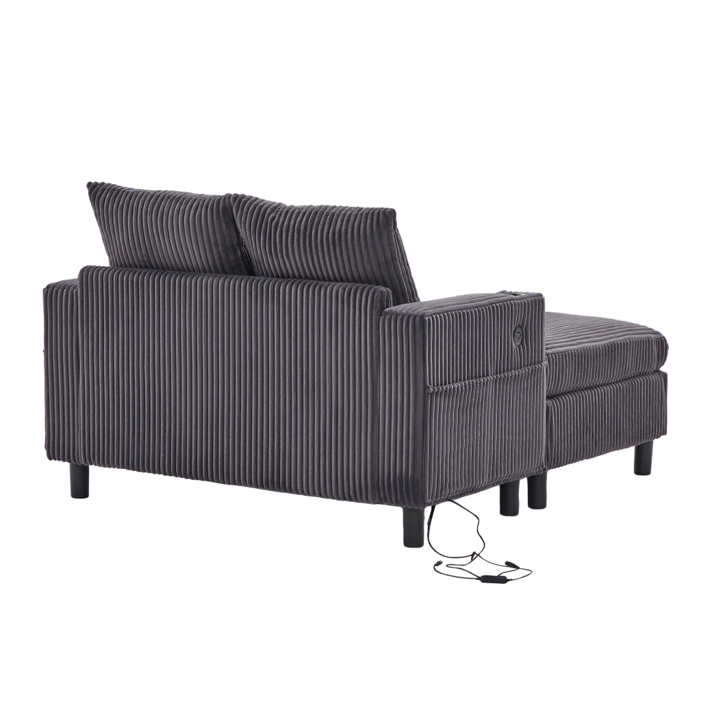 Chaise Longue Reclinabile con LED e USB ¨C MINIMAL ¨C Velluto, Grigio