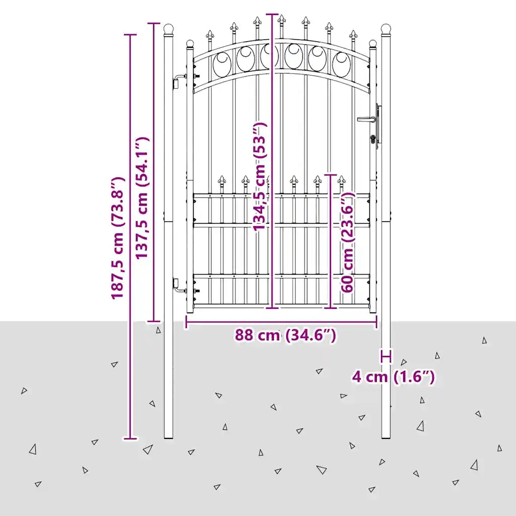 Cancello della recinzione con punte EMMEN 170 x 100 cm CFW9387668