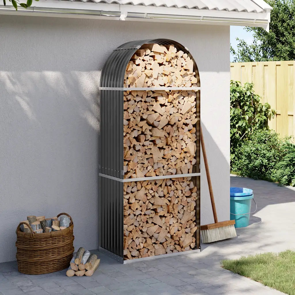 Portalegna Antracite 80x45x190 cm Acciaio Zincato 364560
