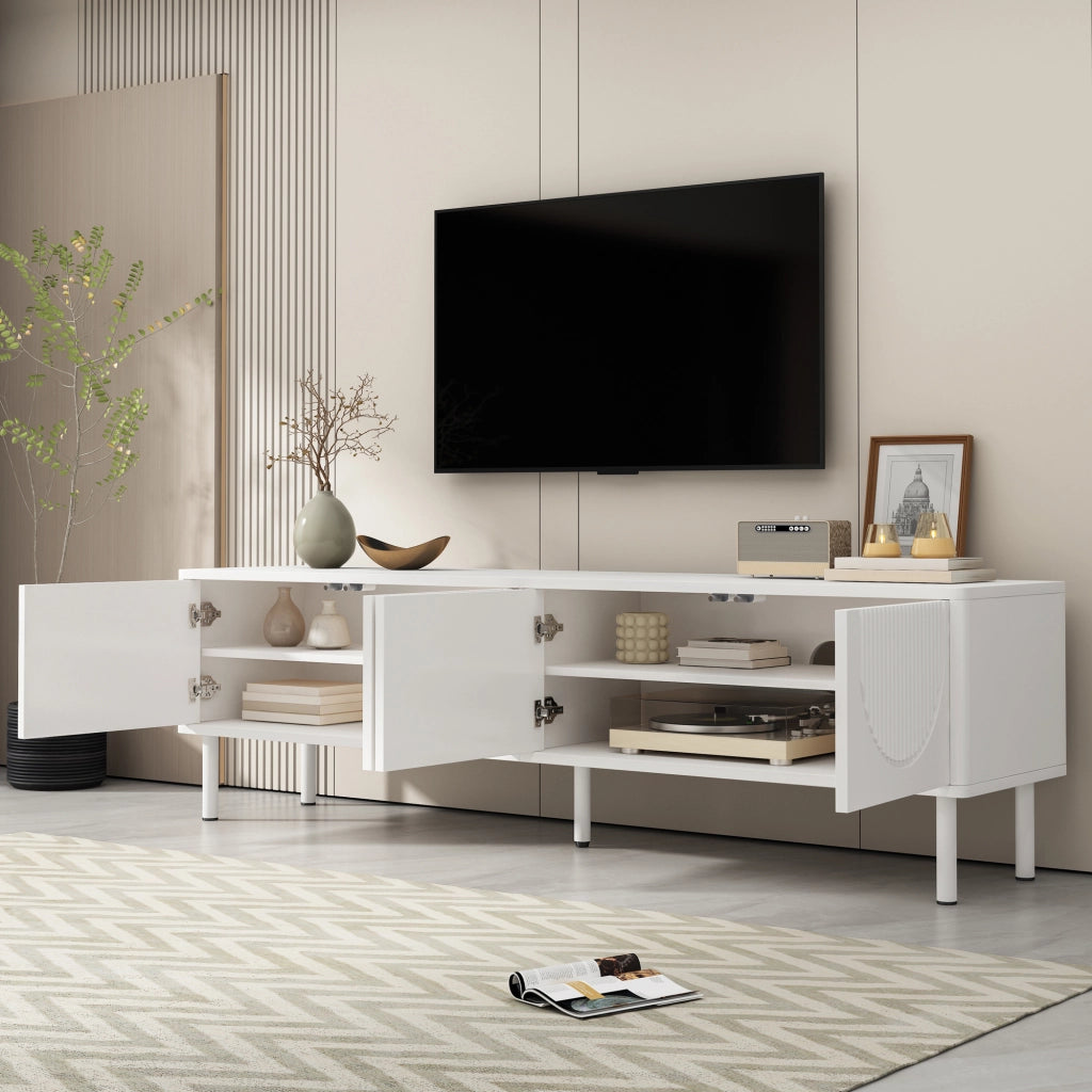 Cassettiera per TV bianca in MDF e truciolato 180 cm