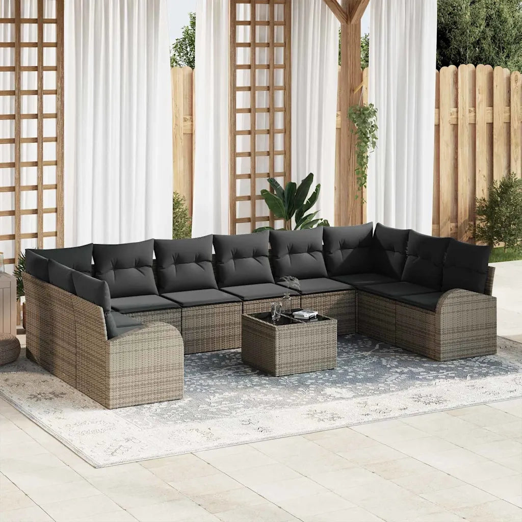 Set Divano da Giardino 11 pcs Grigio chiaro polyrattan 3354898