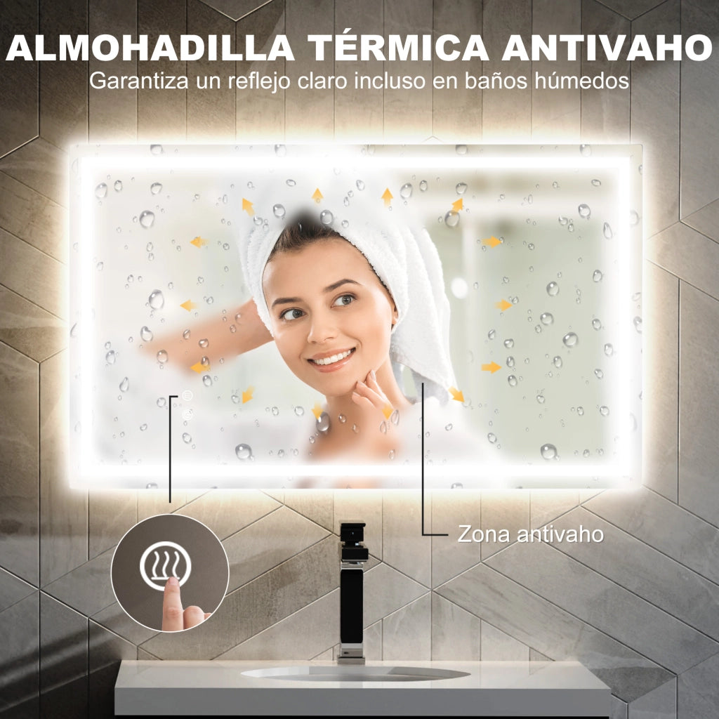 Specchio da Bagno LED con Antiappannante ¨C Minimal ¨C 100x60 cm