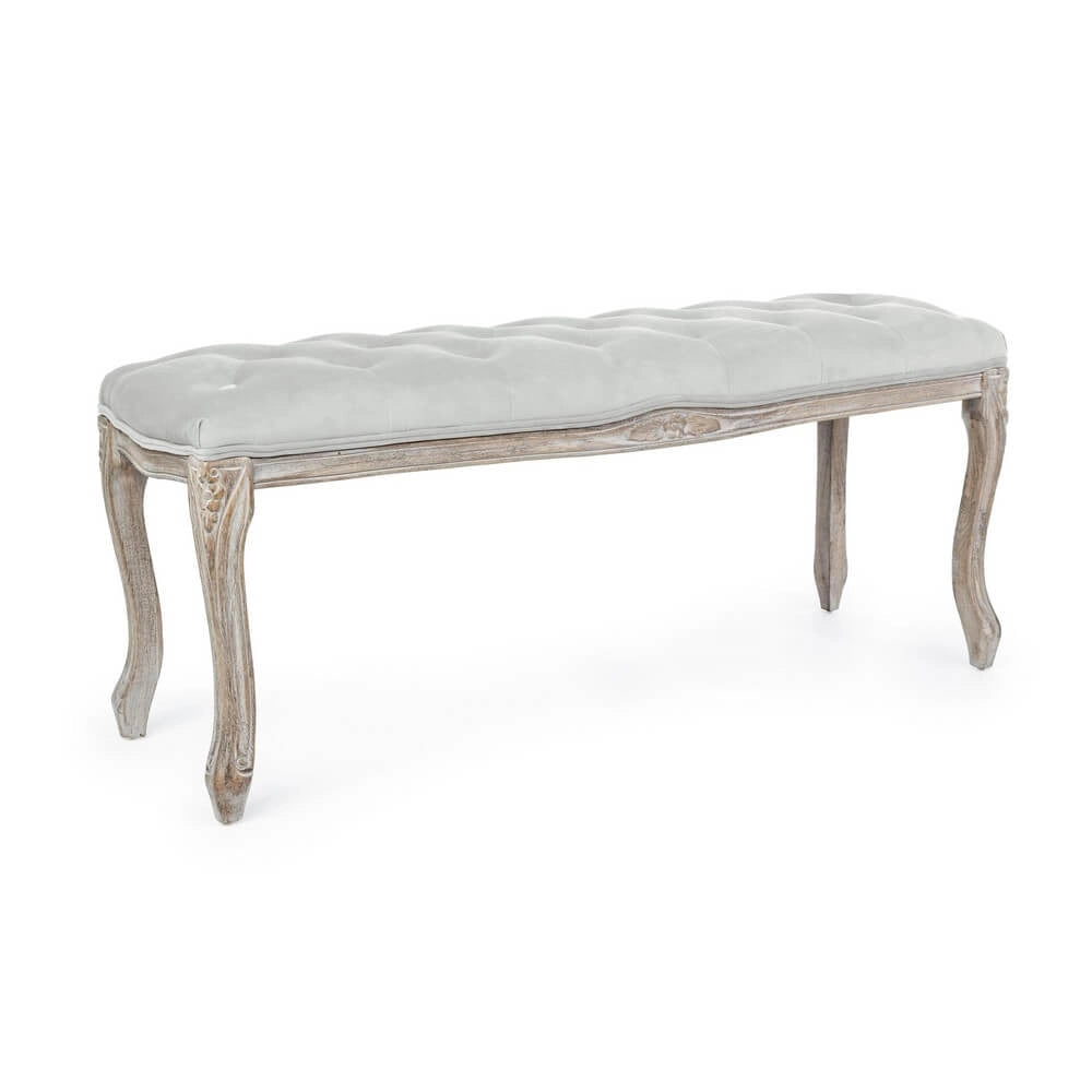 Panca imbottita in tessuto con gambe in legno stile classico - ARIANNA