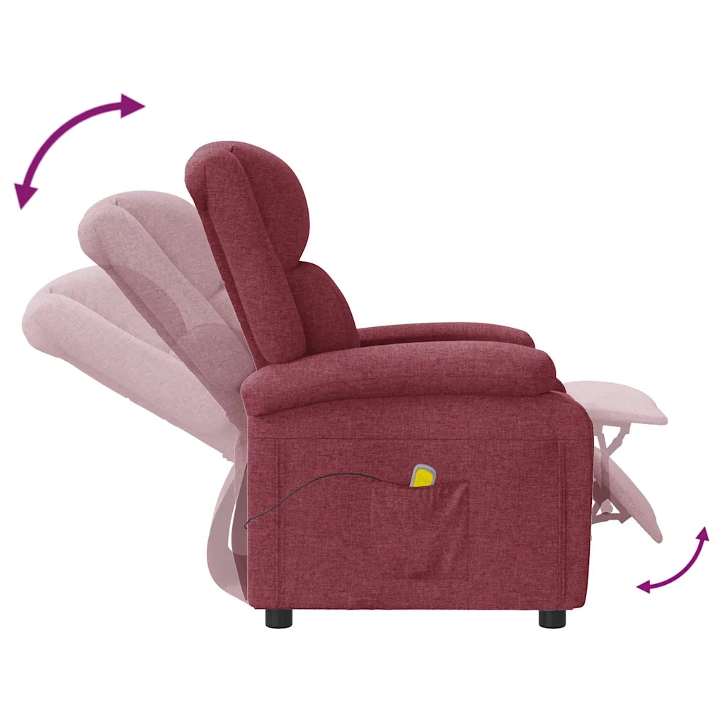 Poltrona ad Ala Massaggiante Rosso Vino in Tessuto 342430