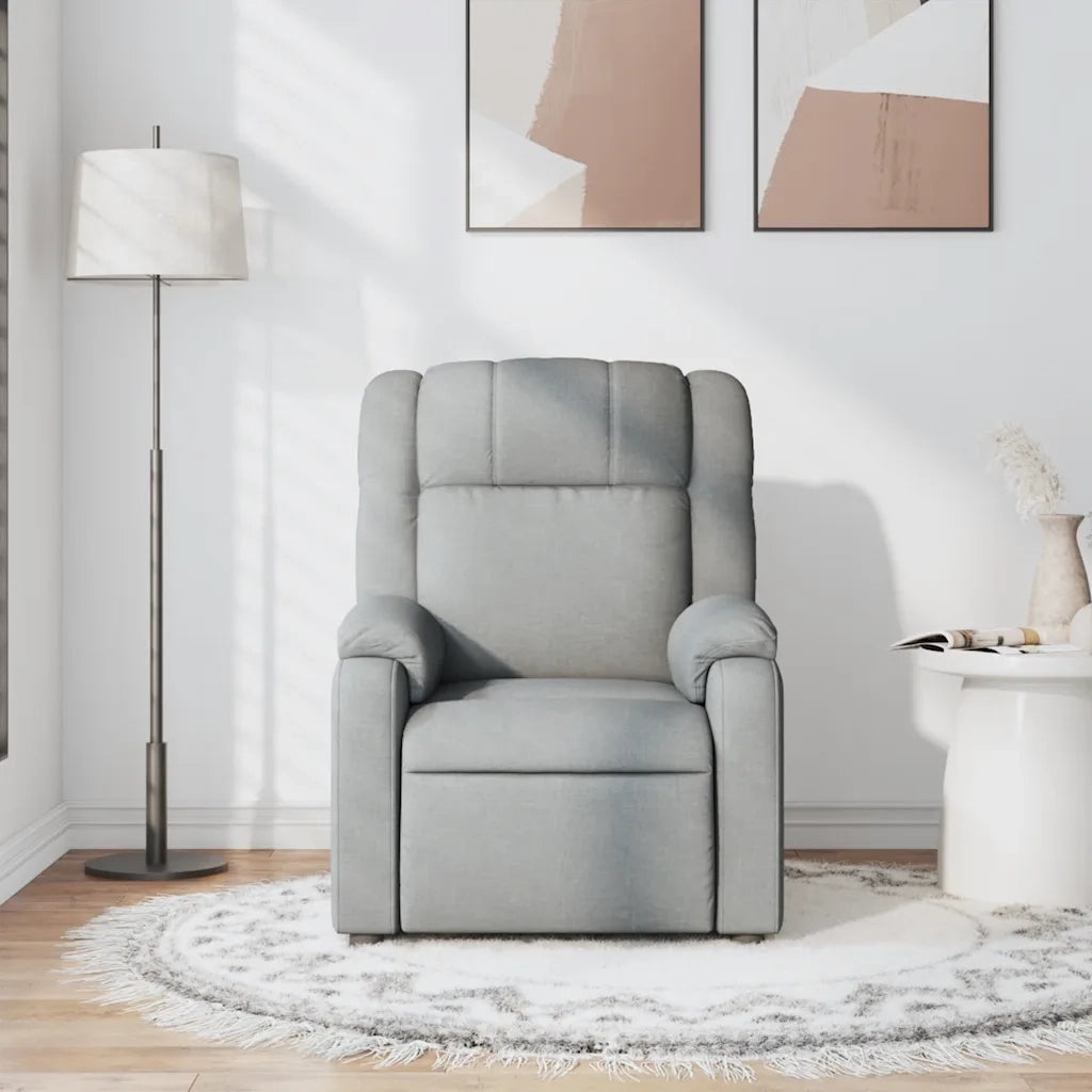 Poltrona | Sedia Relax Reclinabile in Tessuto Grigio Chiaro
