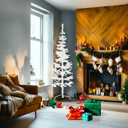 Albero Natale Artificiale Sottile a Metà Supporto Bianco 180 cm 344566