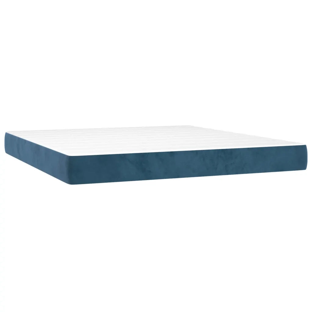 Materasso a Molle Insacchettate Rigidit¨¤ Media Blu Scuro 160x200x20 cm in Velluto