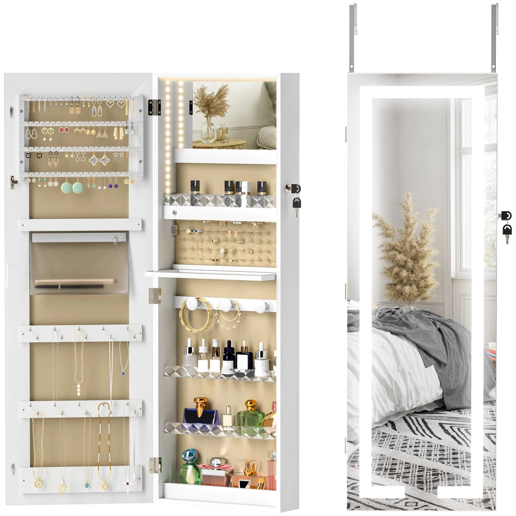 Specchio Armadio da Parete con Luci LED e Serratura ¨C Minimal ¨C Bianco