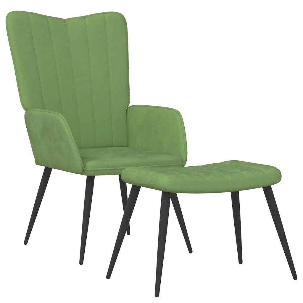 Poltrona Relax con Sgabello Verde Chiaro in Velluto 327691