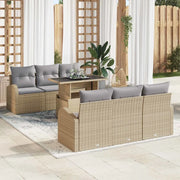 Set Divano da Giardino 7 pcs Beige Rattan in Polipropilene