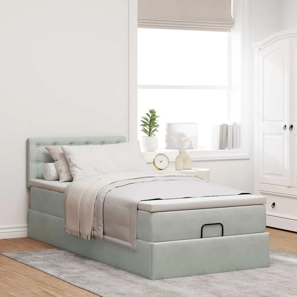 Struttura Letto Pouf con Materasso 90x190 cm in Velluto 3312734