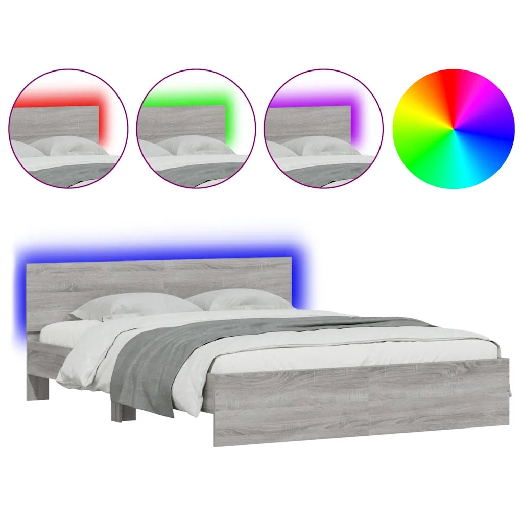 Giroletto con Testiera e LED Grigio Sonoma 150x200 cm 3207607