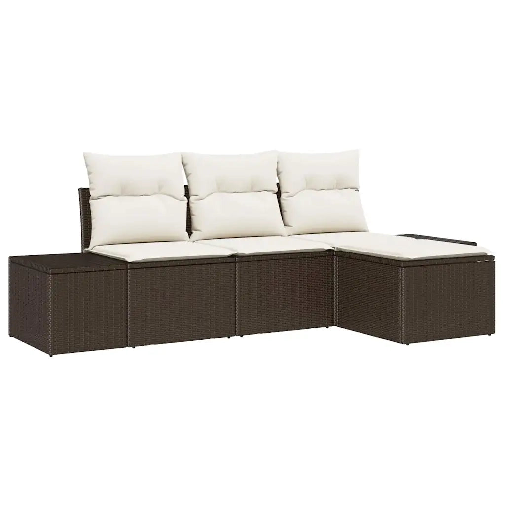 Set Divano da Giardino con cuscino 4 pcs Marrone polyrattan 3347008
