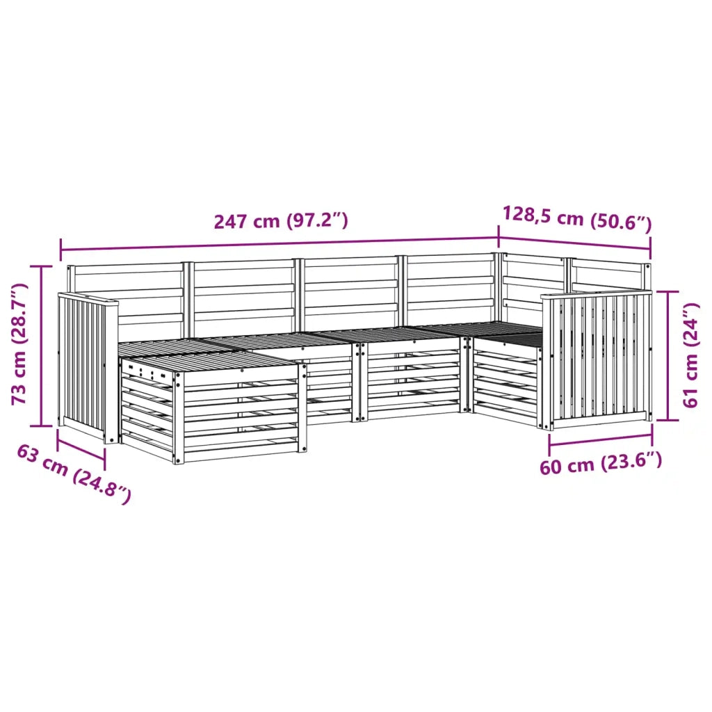Set di divani da esterno 6 pcs Bianco Poliestere 3392109