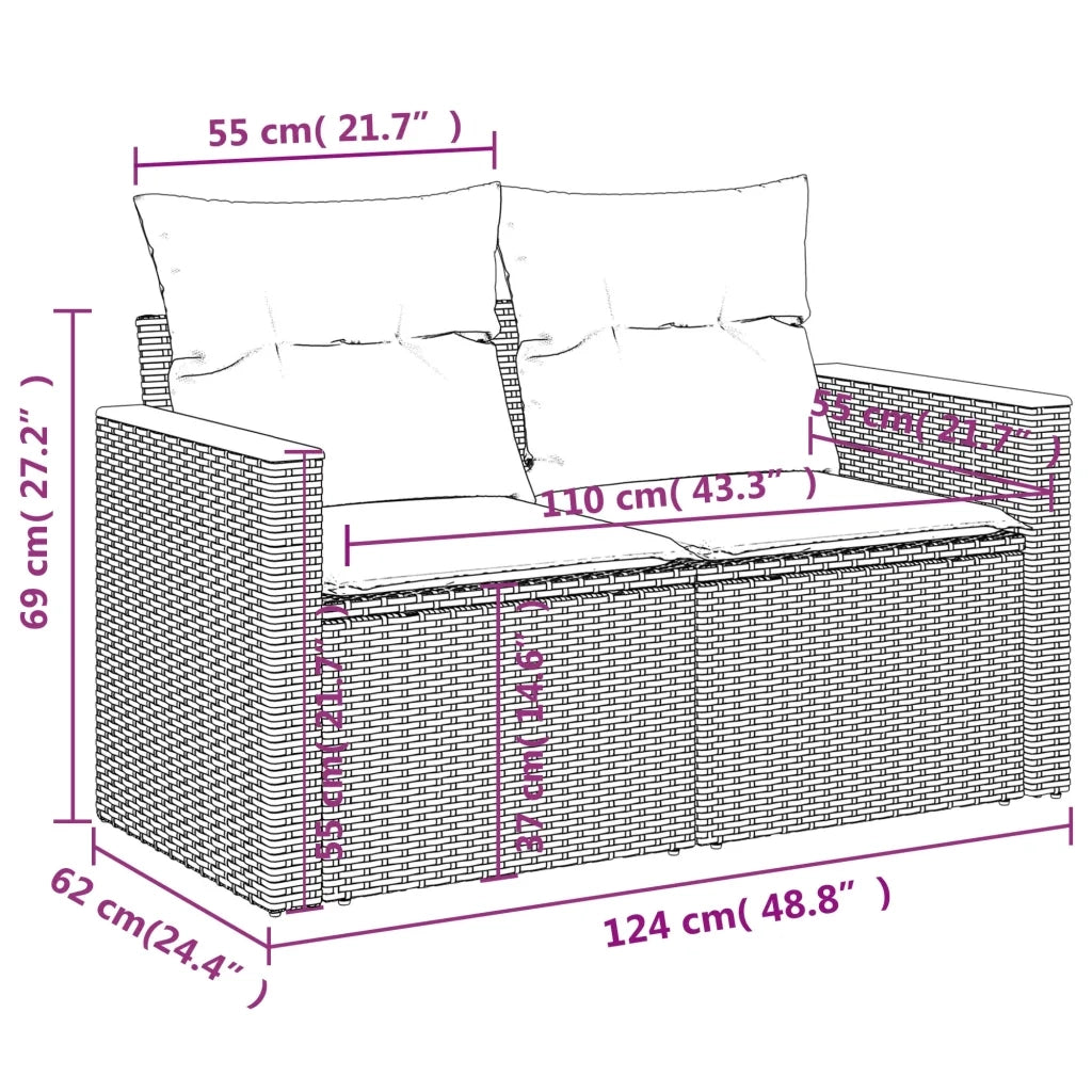 Set Divani da Giardino con Cuscini 7pz Nero Polyrattan 3226231