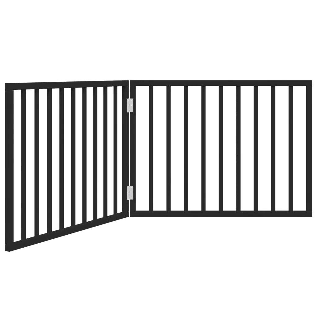 Cancelletto per cani pieghevole 2 pannelli nero 160 cm in legno di pioppo 352192