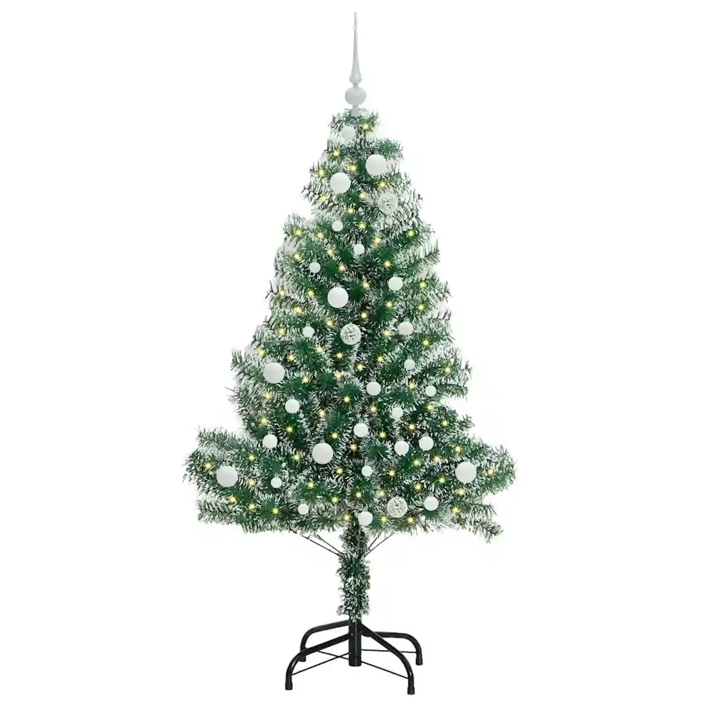 Albero di Natale Artificiale Imbiancato con Luci LED 150 cm 3396809