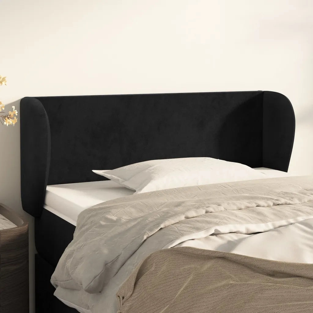 Testiera ad Orecchio-Testata con Orecchie Nera 93x23x78/88 cm in Velluto 786079