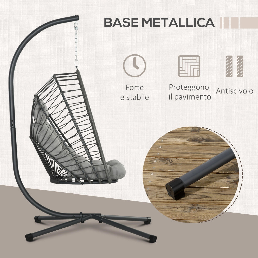 Poltrona Sospesa in Rattan ¨C Minimal ¨C Grigio