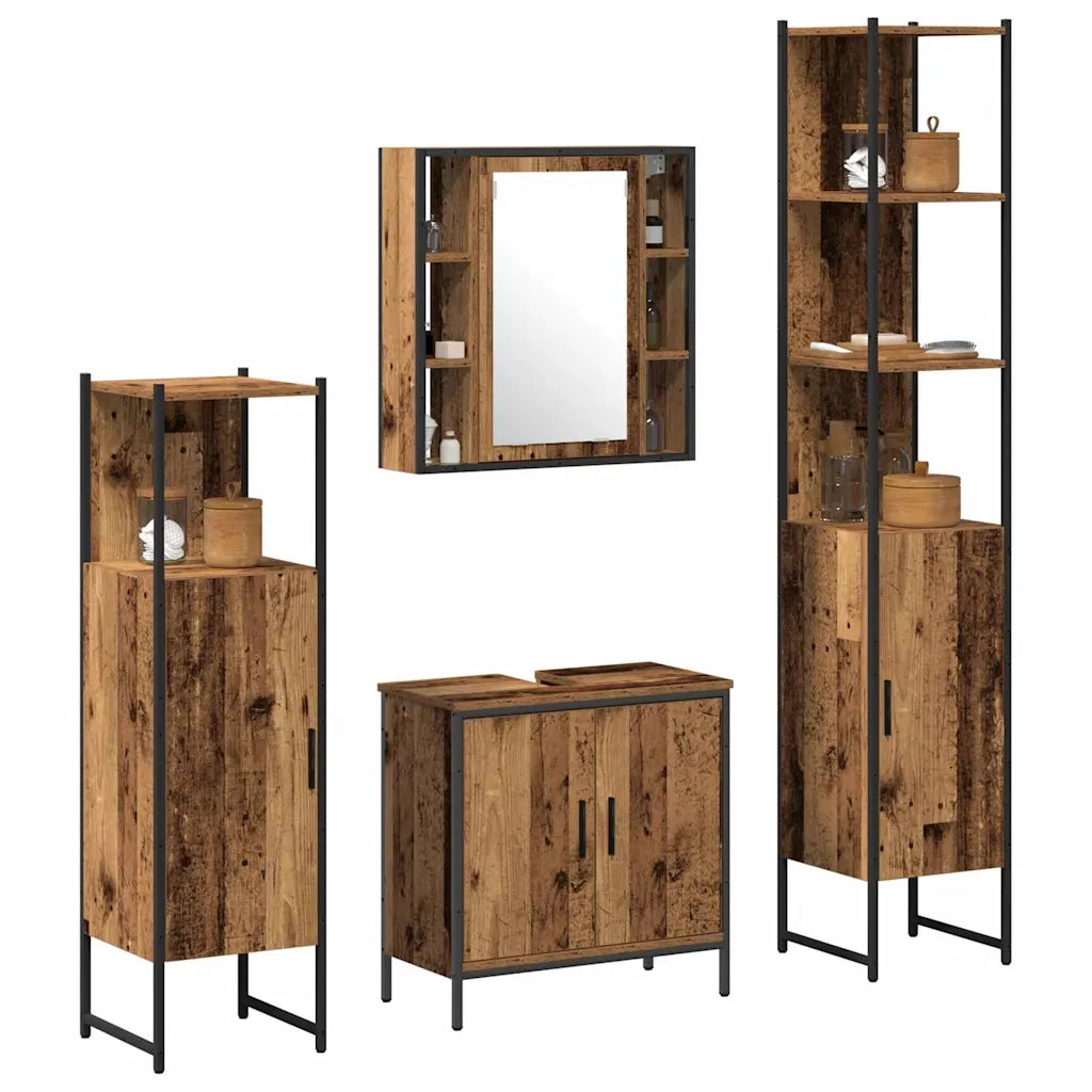 Set di mobili per il bagno 4 pcs Marrone 33 x 33 x 185.5 cm 3332590