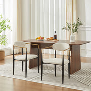 Sedia imbottita con cuscino beige e cornice metallica nera e oro - Zephmum- Set da 2 pezzi