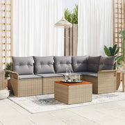 Set Divano da Giardino con cuscino 6 pcs Beige polyrattan