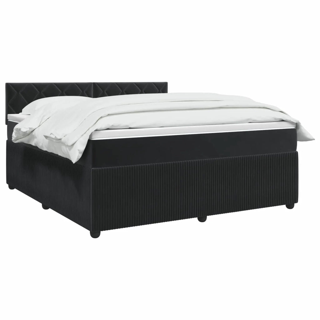 Letto box spring con materasso Nero 140 x 200 cm Velluto 3453163
