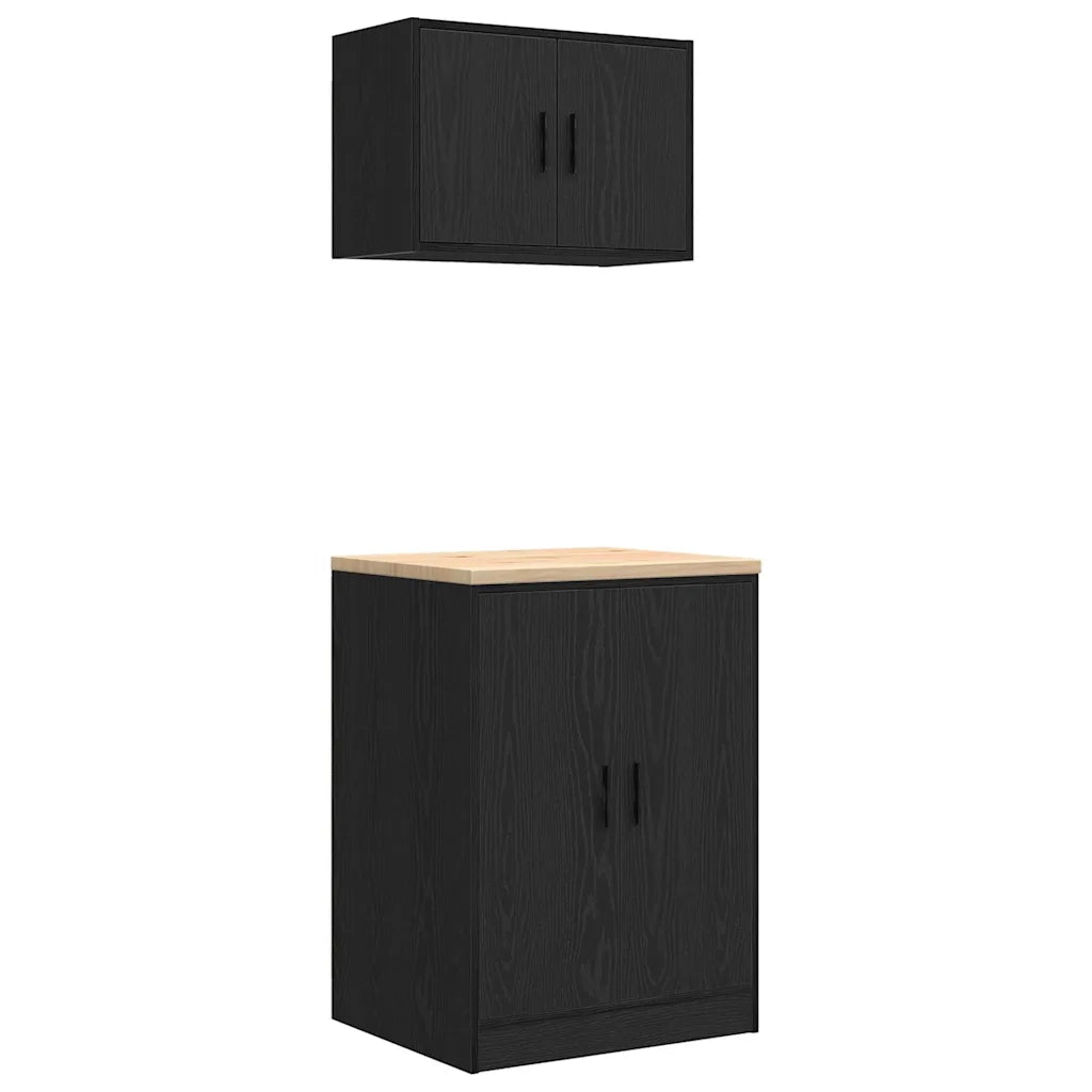 Armadi da Garage 2 pz Neri in Legno Multistrato 3328306