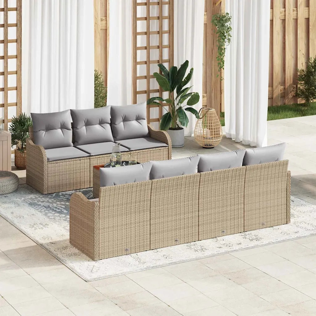 Set Divano da Giardino 8 pcs Beige e Grigio Chiaro polyrattan 3356082
