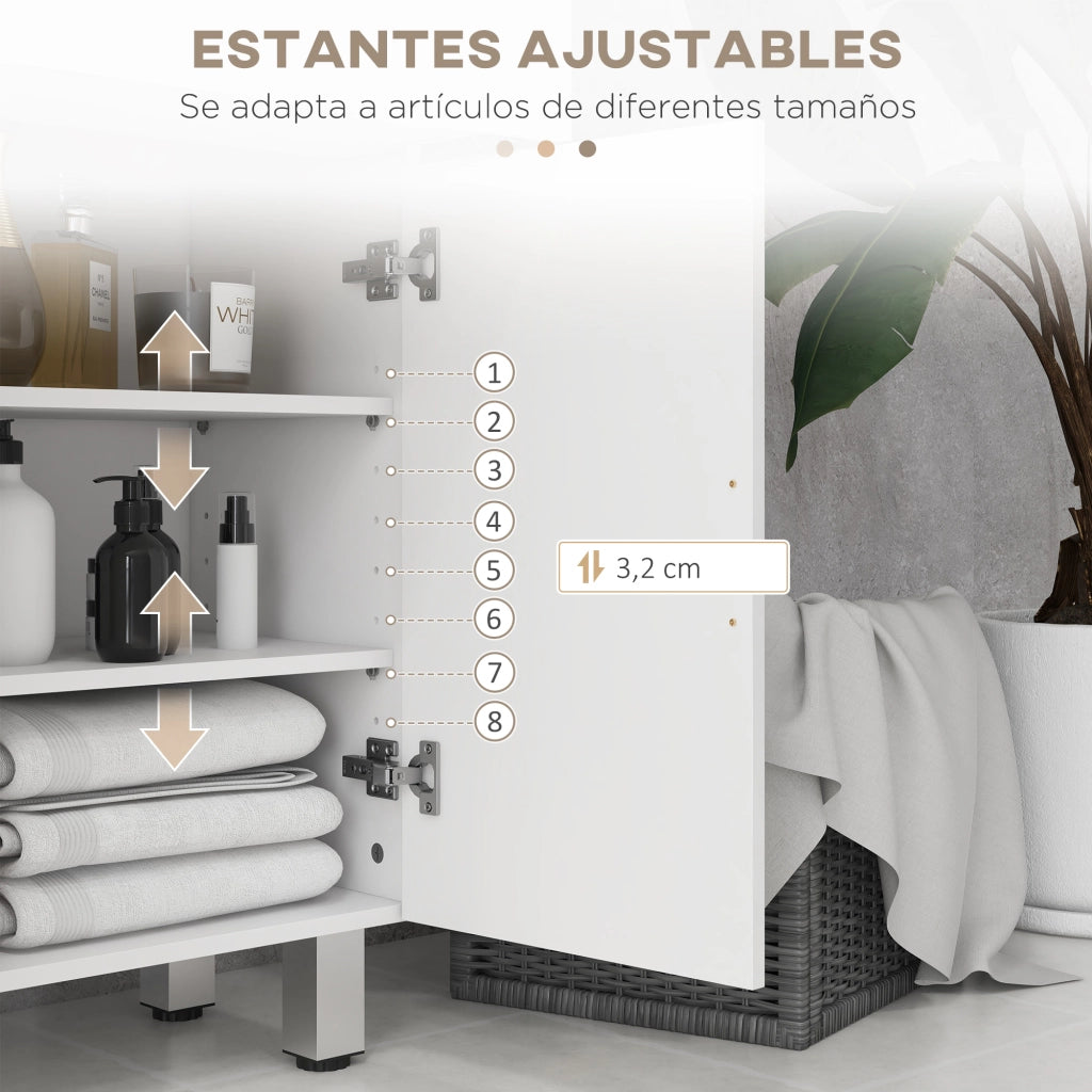 Mobile da bagno con cassetti e ripiani ¨C Minimal ¨C Bianco 60x30x93 cm