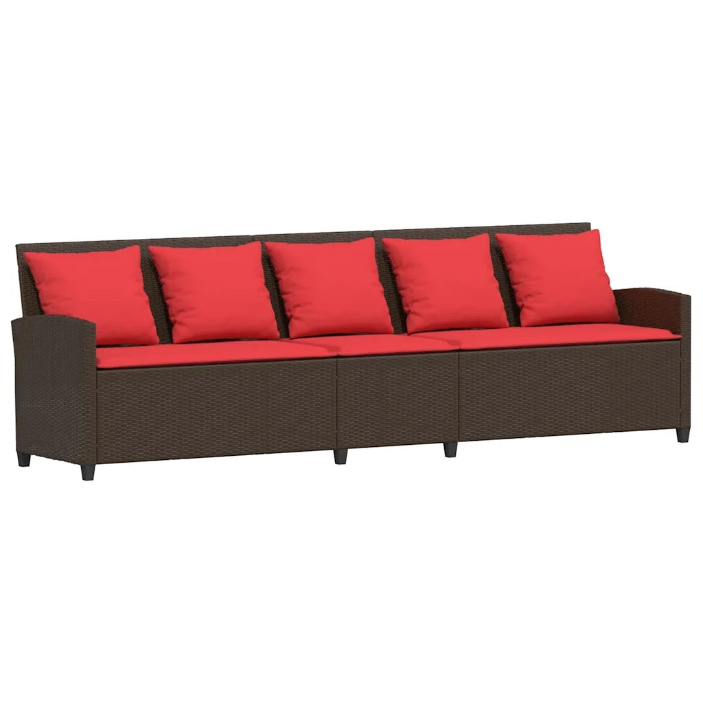 Divano da Giardino con Cuscini in Polyrattan Marrone 3365336