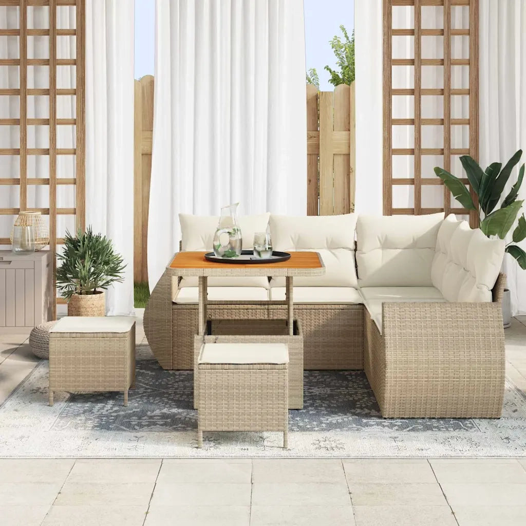Set Divano da Giardino 8 pcs Beige e Crema polyrattan 3363821