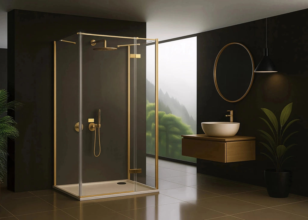 Cabina Doccia Rea Atlas 80x100 Brush Gold sinistra