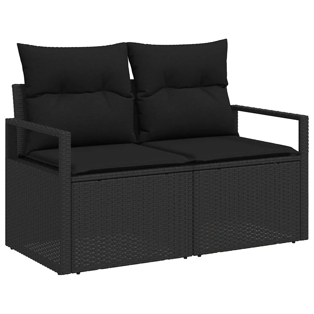 Set di divani con cuscino 9 pcs Nero polyrattan