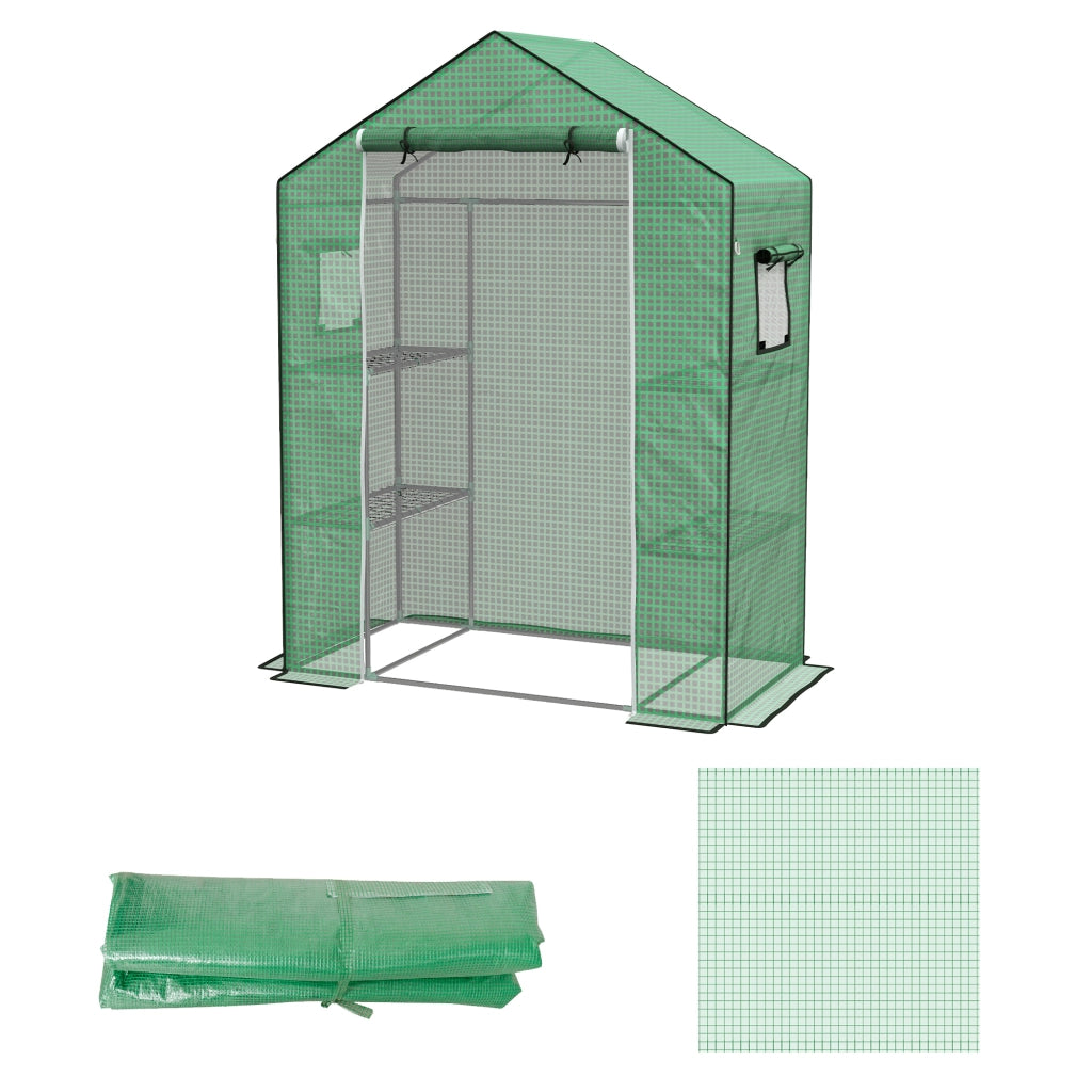 Serra da Giardino ¨C Minimal ¨C Verde 140x73x190 cm con Finestra e Porta a Zip Anti-UV