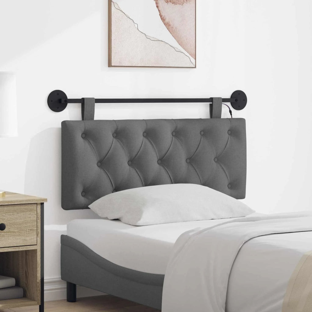 Testiera sospesa Con luce LED Grigio Scuro Tessuto 3424570