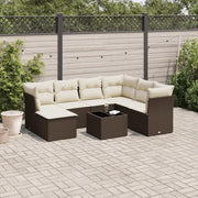 Set Divani da Giardino 8 pz con Cuscini Marrone in Polyrattan 3218003