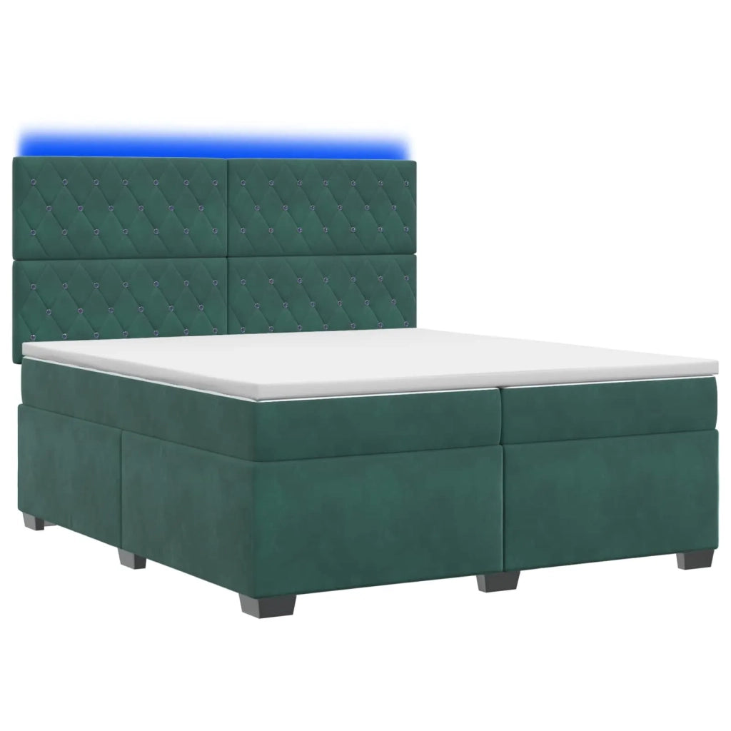 Letto box spring con materasso Verde Scuro 200 x 200 cm Velluto 3455171