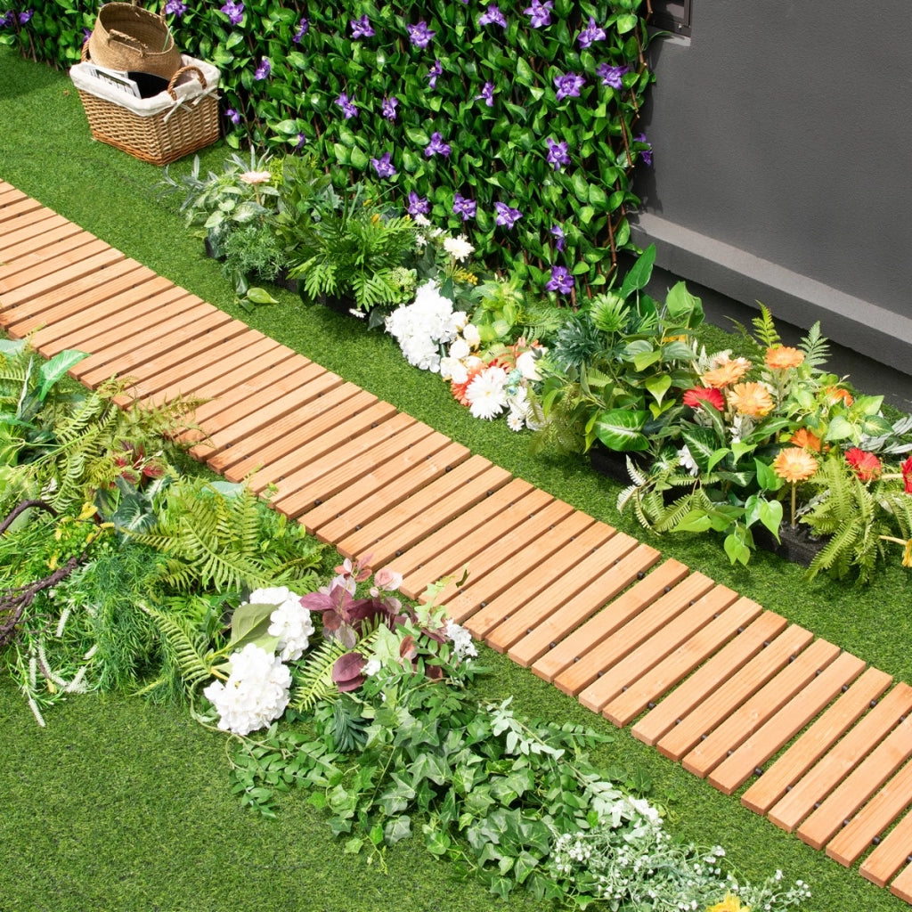 Sentiero avvolgibile di legno per giardino, Vialetto con fil di ferro e consistenza antiscivolo 43cm-Giardinaggio