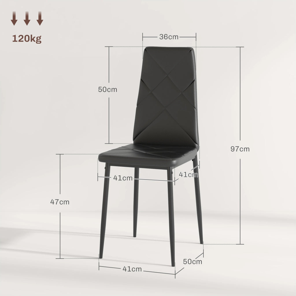 Set di 2 Sedie da Pranzo con Schienale Alto in Similpelle e Metallo ¨C Minimal ¨C Nero 41x50x97 cm