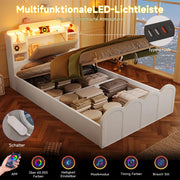 LETTO Contenitore Idraulico 90x200 cm Bianco con USB-C e LED