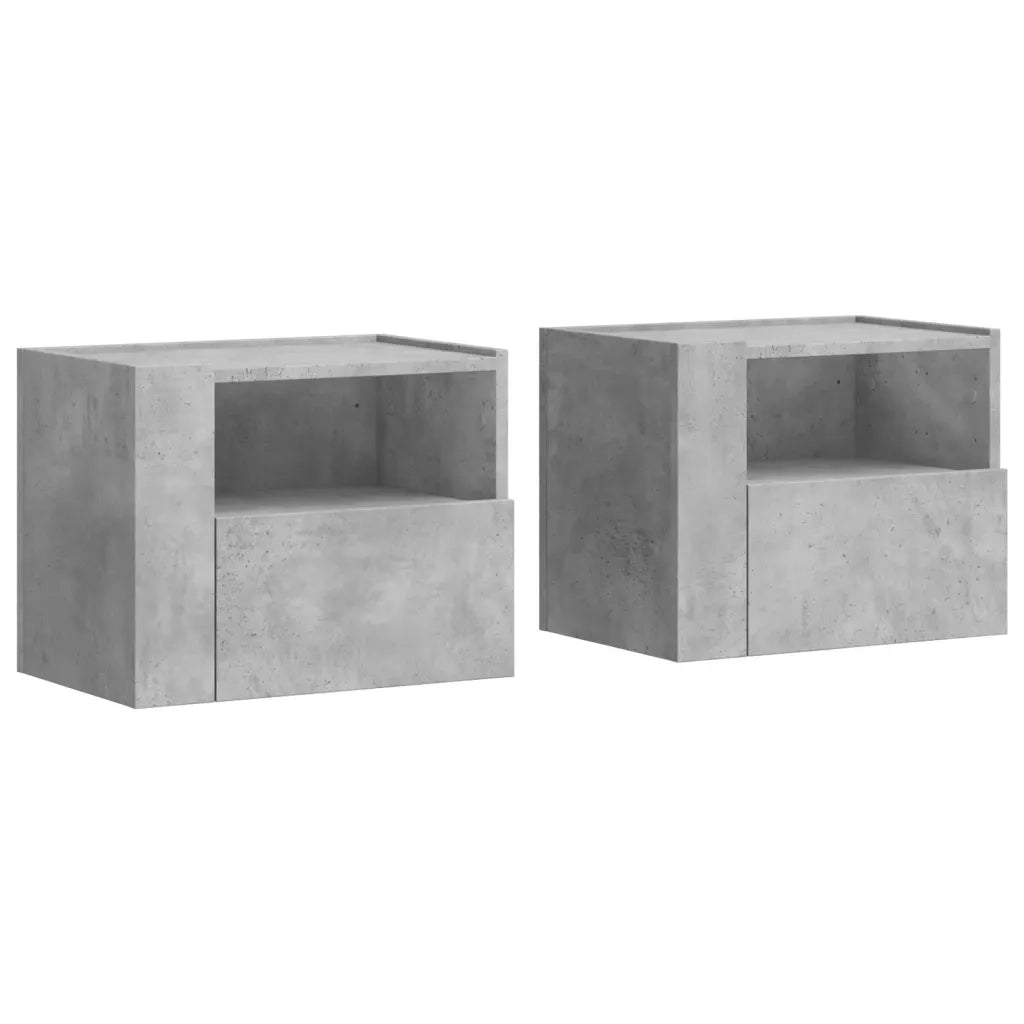 Comodini a Muro 2 pz Grigio Cemento 45x30x35 cm 848318