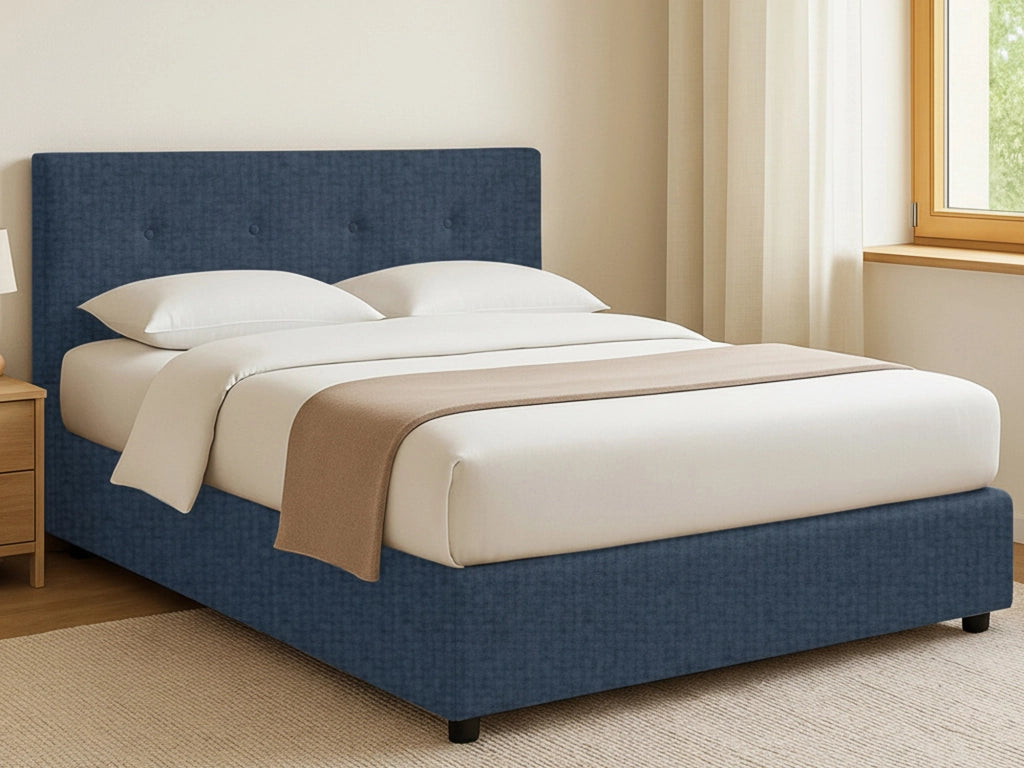 Luton, Letto Piazza e Mezza Sfoderabile Made in Italy, blu