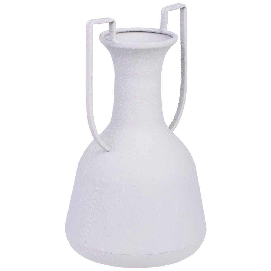 Vaso metallo bianco 2 manici 19x19x33h cm