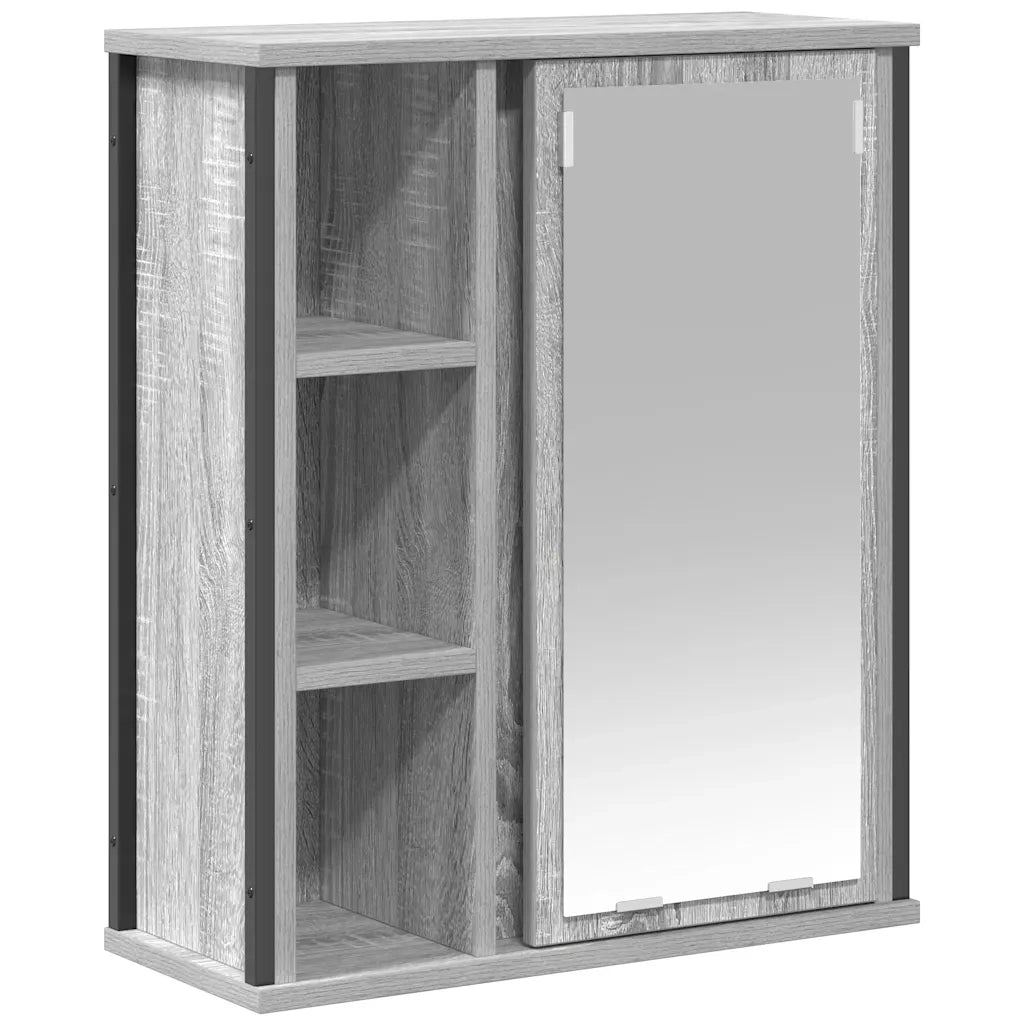 Pensile da Bagno con Specchio-Mobile bagno con specchio Grigio Sonoma 50x21x60 cm