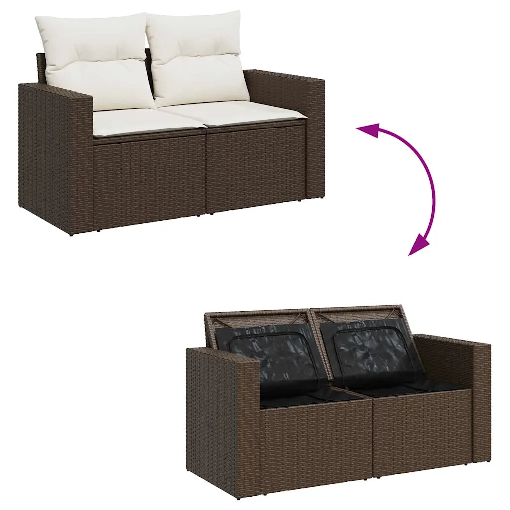 Set Divani da Giardino 11 pz con Cuscini Polyrattan Marrone 3326394