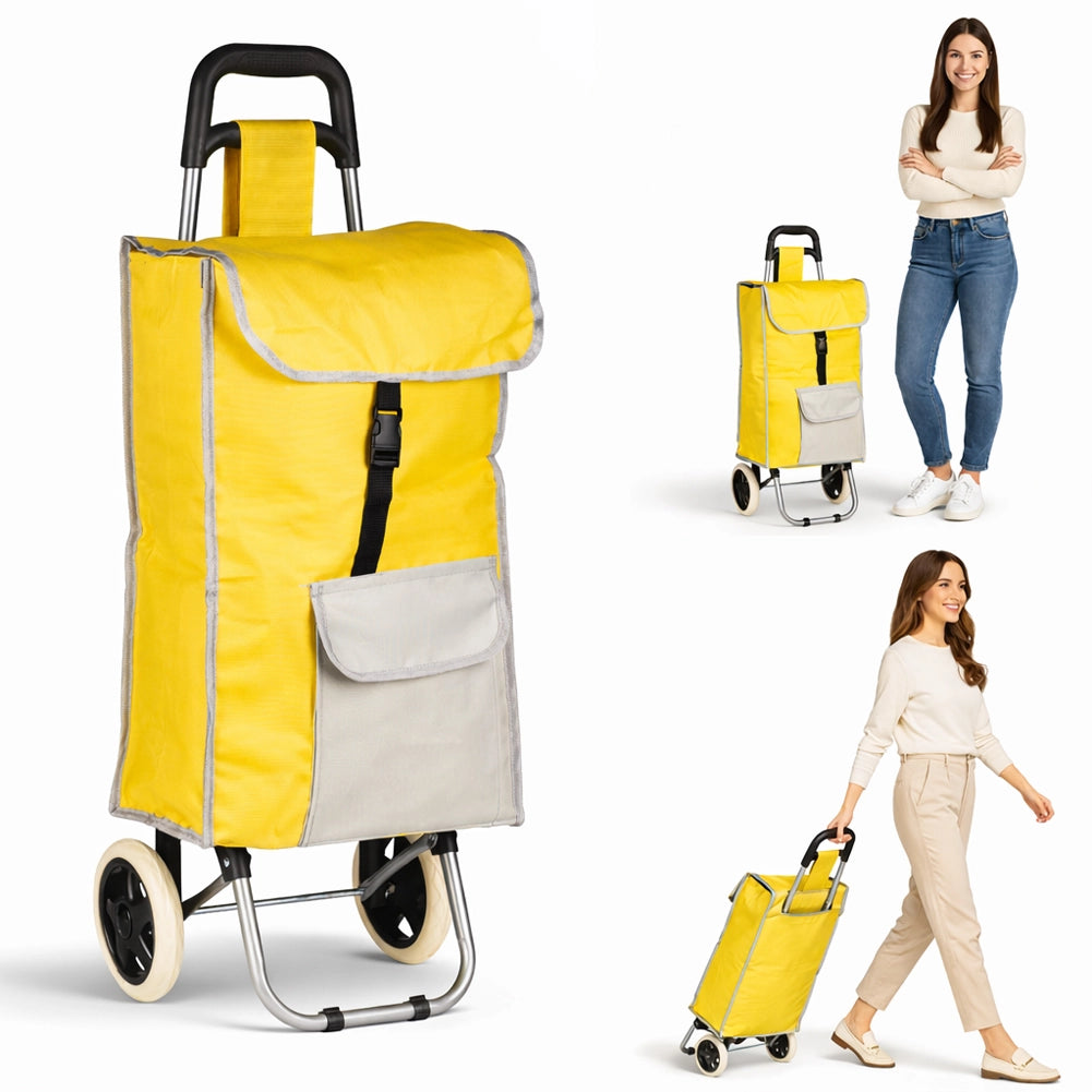 Carrello per la Spesa Zeus Trolley con Rivestimento Termico 35x30x90 cm e Ruote Giallo