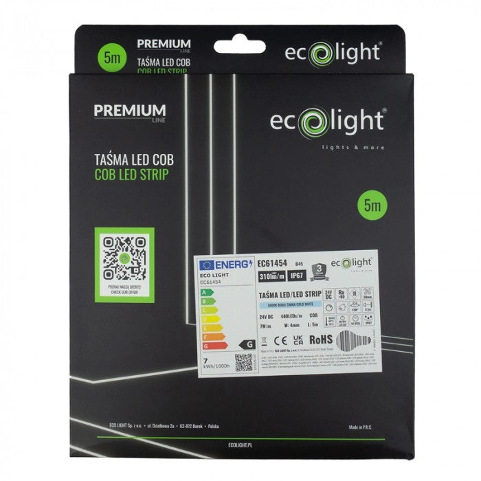 Striscia LED Neon COB 24V 6000K IP67 5m 310lm/m Ecolight